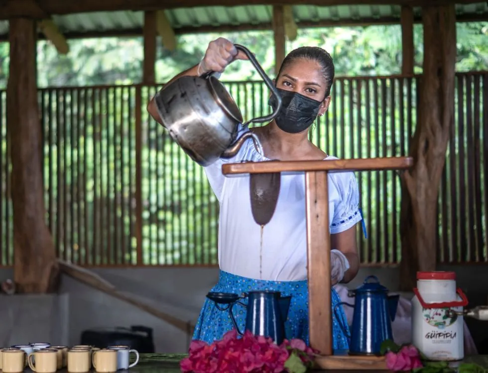 Traditional coffee brewed in a chorreador on the Buena Vista combo tour, Guanacaste, Costa Rica