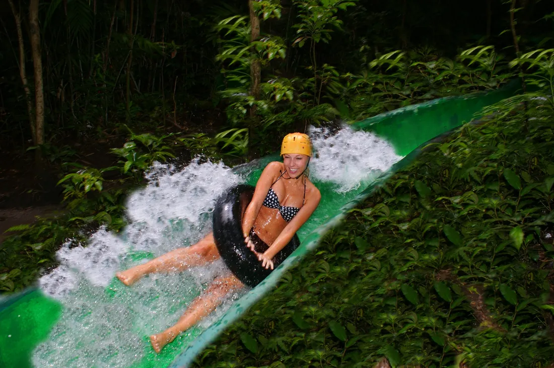 Natural forest water slide at Buena Vista, Rincón de la Vieja, Costa Rica