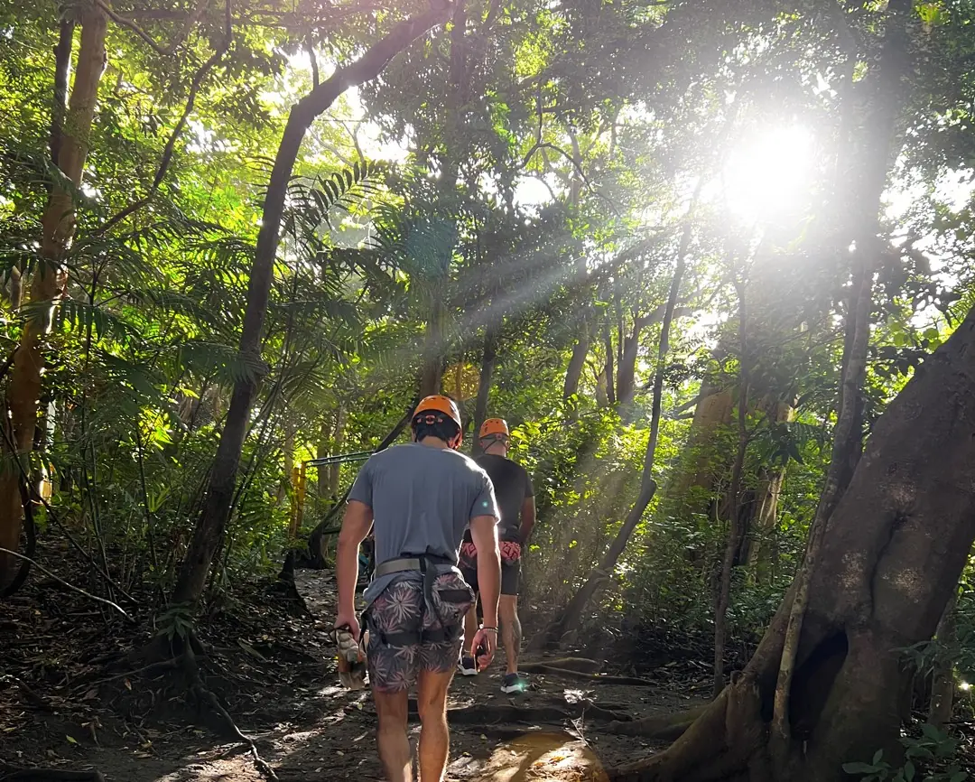 Ziplining over the rainforest canyon on the Buena Vista combo tour at Rincón de la Vieja, Costa Rica