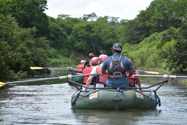 Rafts drifting down the Corobici and Tenorio rivers on a float tour, Guanacaste