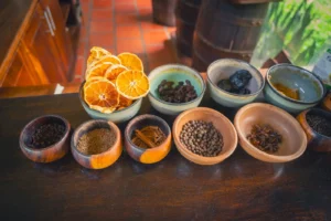 Spices at the rum flavor station, Hacienda El Viejo, Guanacaste, Costa Rica