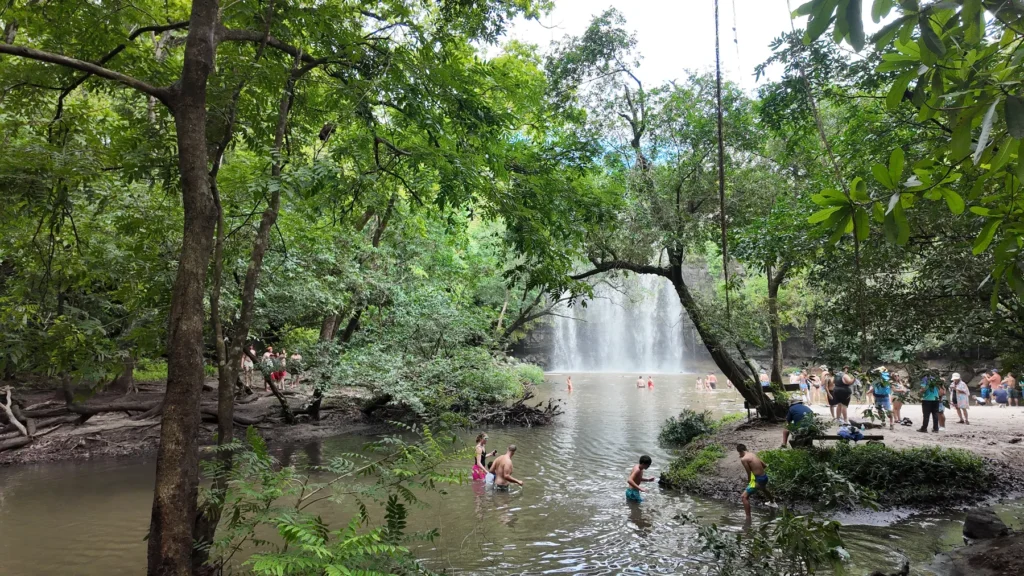 Llanos de Cortés waterfall and natural pool framed by forest, Guanacaste tour