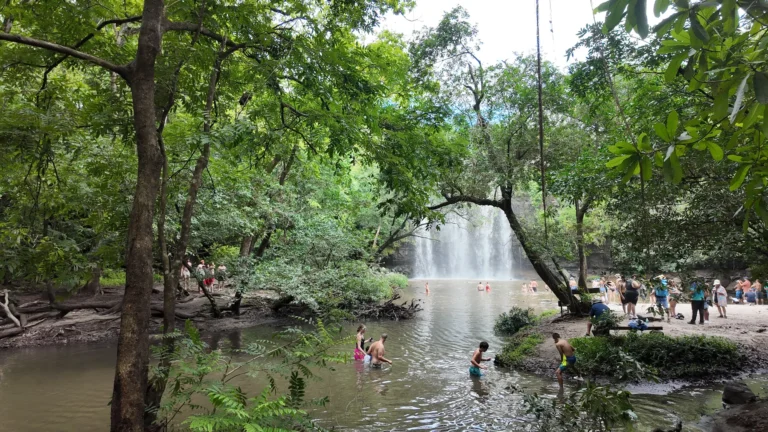 Llanos de Cort&eacute;s waterfall and its sandy beach, Guanacaste, Costa Rica