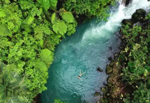 Floating in the turquoise Río Celeste, Costa Rica