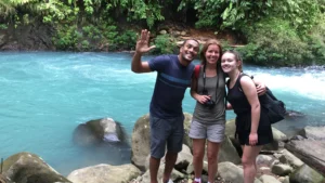 Naturalist guide with guests at Río Celeste, Costa Rica