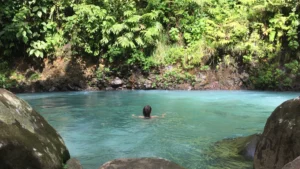 Swimming in Río Celeste, Costa Rica