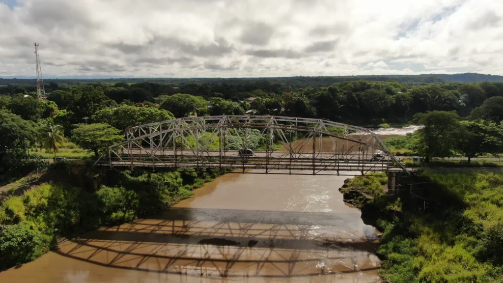 Historic steel bridge over the river on the road from Liberia Airport to the Guanacaste coast, Costa Rica