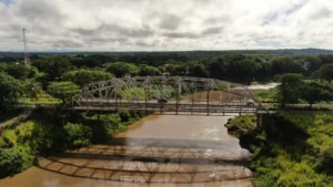 Historic steel bridge over the river on the road from Liberia Airport to the Guanacaste coast, Costa Rica
