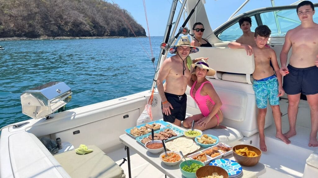 Lunch served on board a private boat anchored in a quiet cove of the Gulf of Papagayo, Guanacaste, Costa Rica