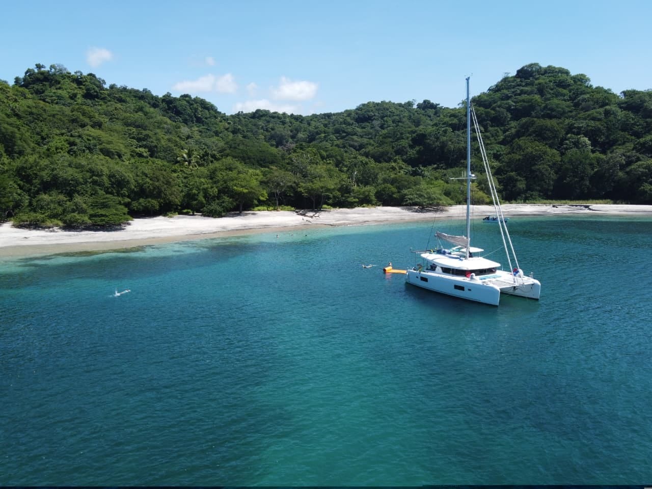 Catamaran anchored off a snorkelling beach in the Gulf of Papagayo, Guanacaste, Costa Rica